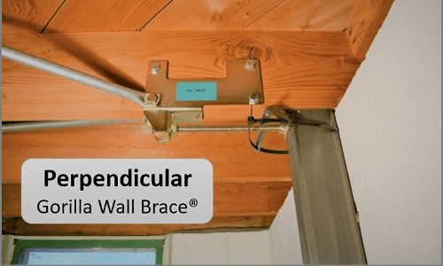 photo of installed perpendicular gorilla basement wall braces